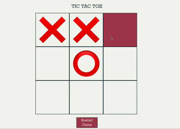 gif demonstrating tictactoe project